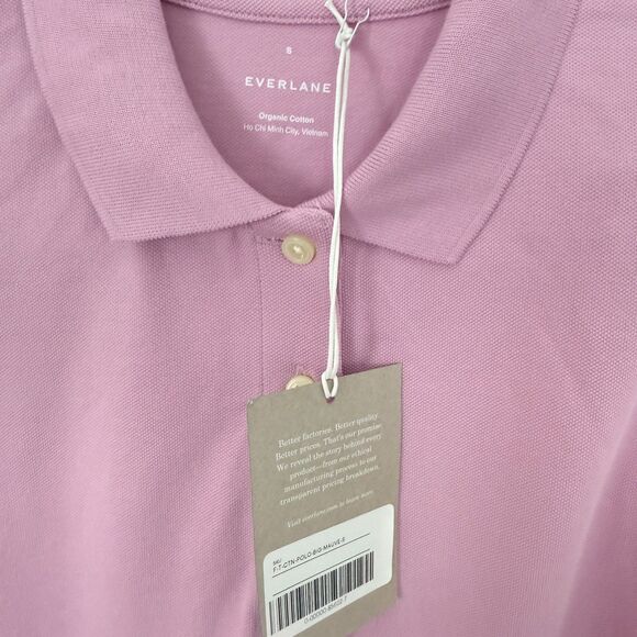 EVERLANE The Oversized Polo Top S Mauve Org Cotton Collar Short Sleeve NWT B32 - Picture 5 of 6